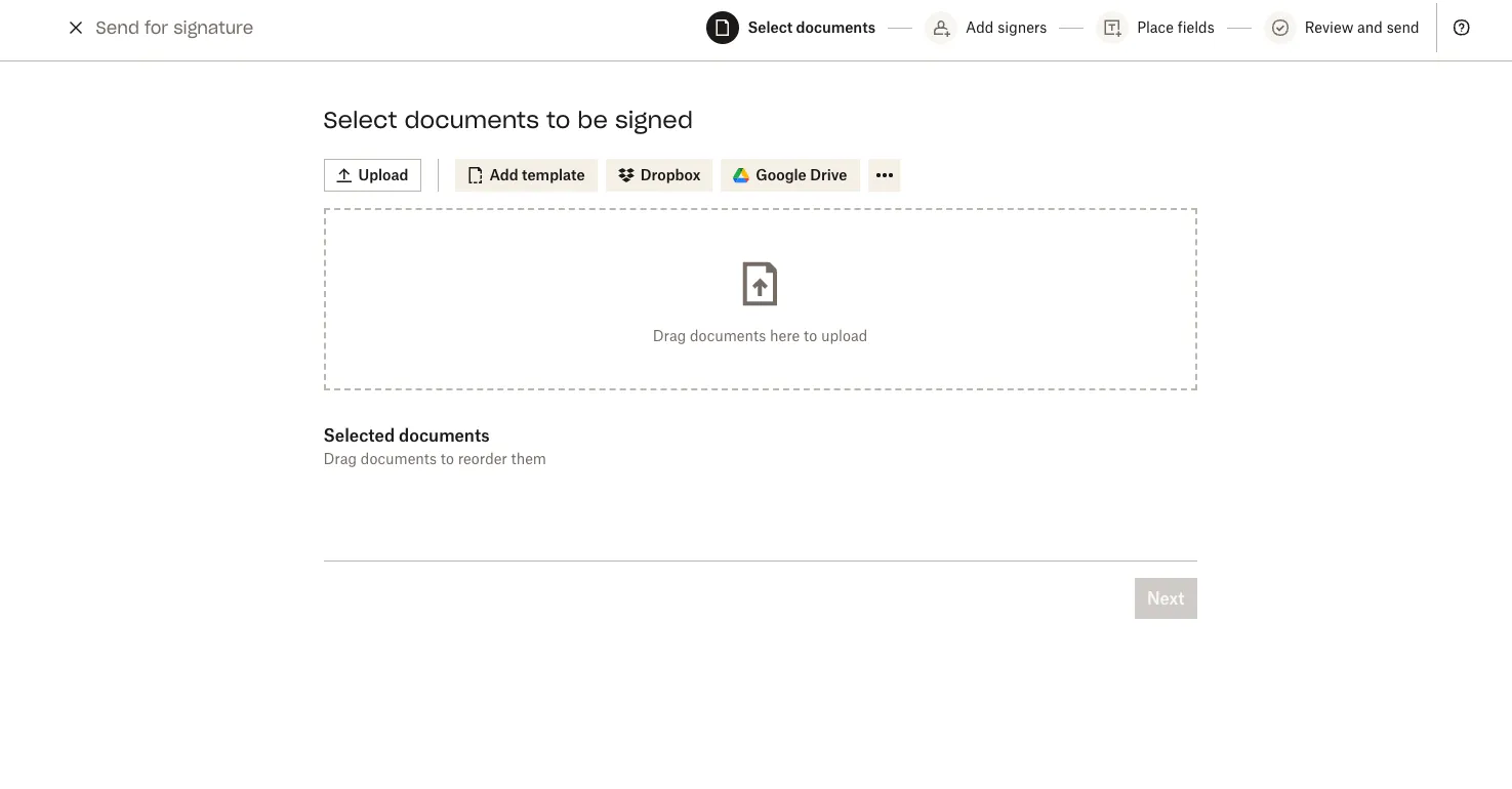 Image of Send for Signature page