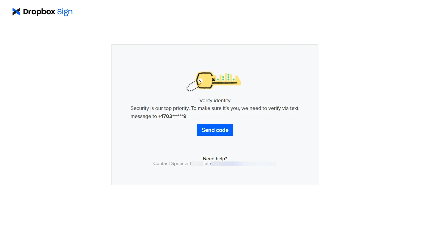 SMS authentication send code page.