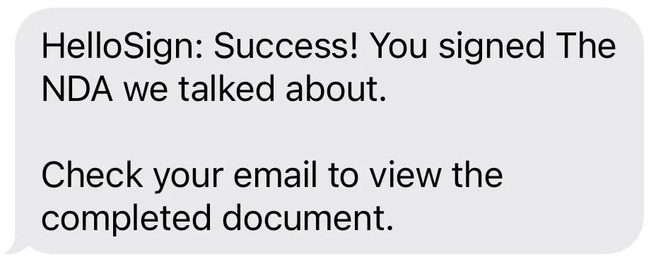 SMS delivery signature request complete text.