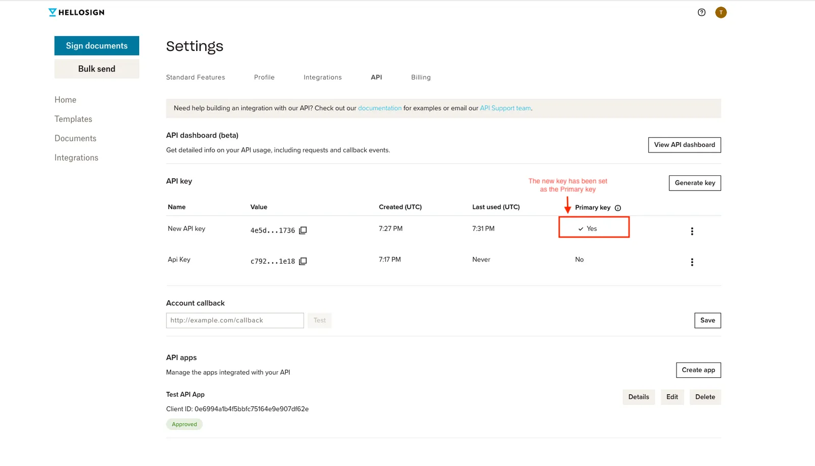 #width=650px; Screenshot showing timestamp of when new primary key as used last.