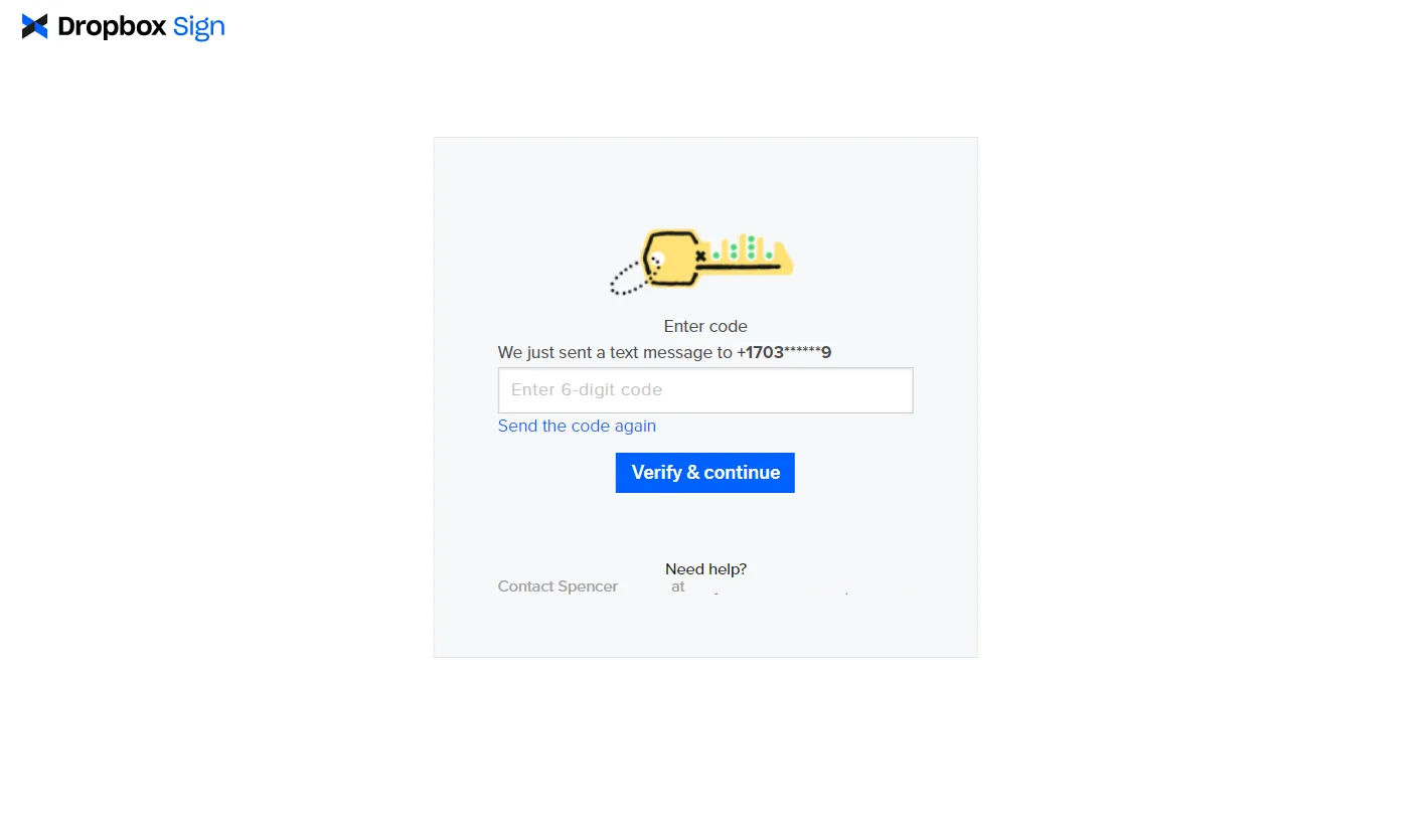 SMS authentication enter code page.