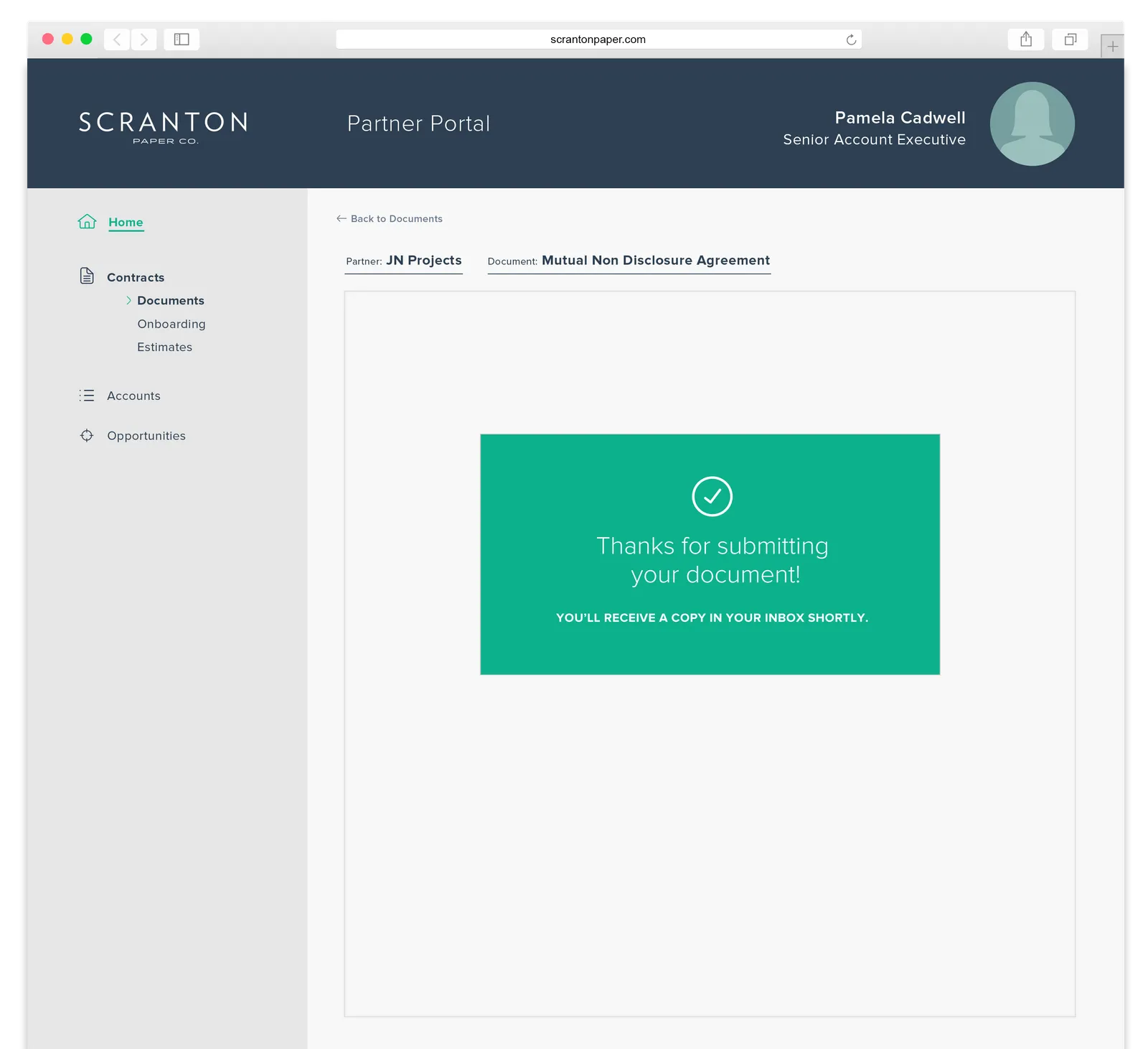 #width=550px; Shows the personalized page once signing is complete